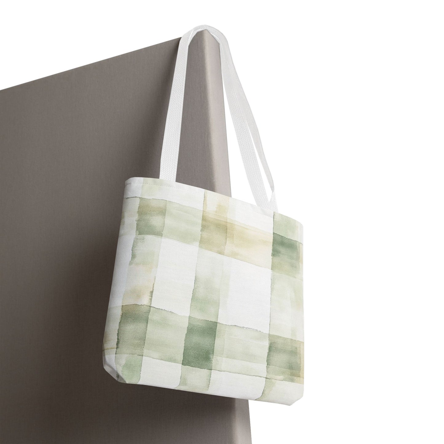Light Green Plaid Tote Bag (AOP)