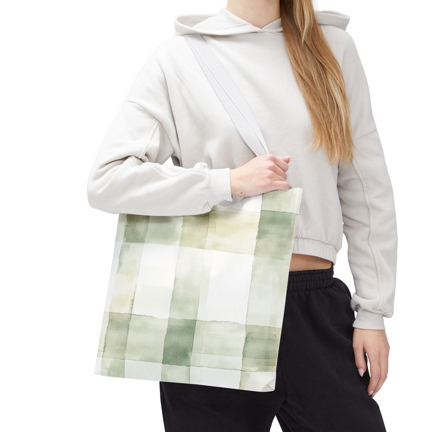 Light Green Plaid Tote Bag (AOP)