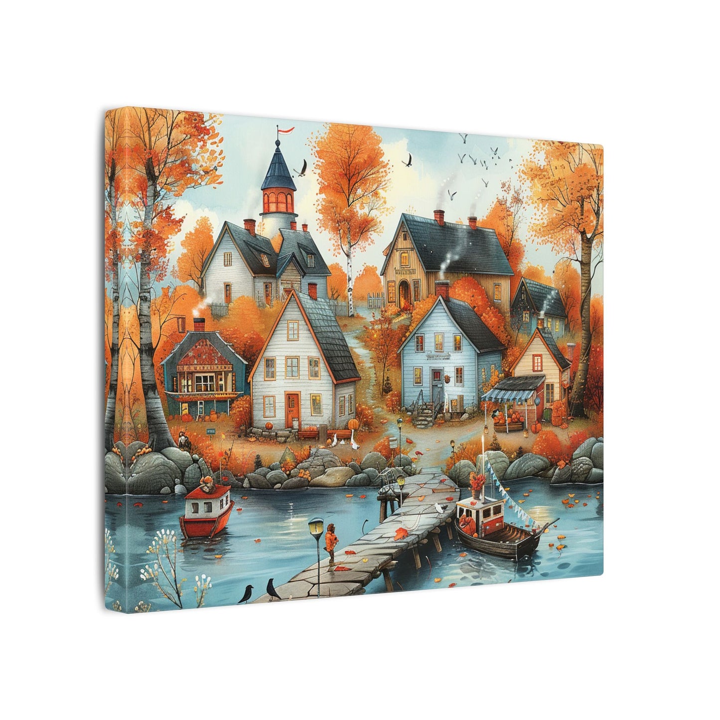 Charming Fall Village Canvas Collection #12