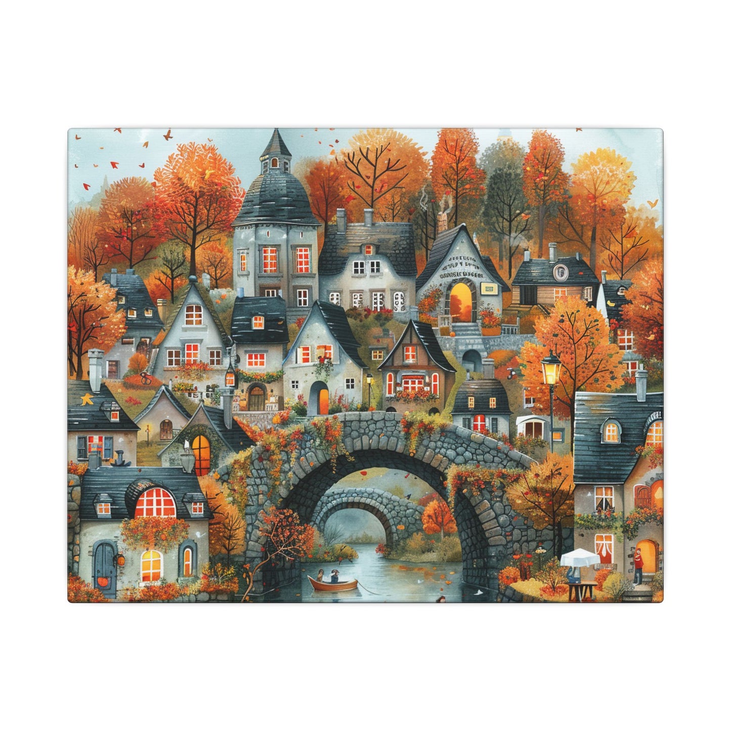 Charming Fall Village Canvas Collection #4