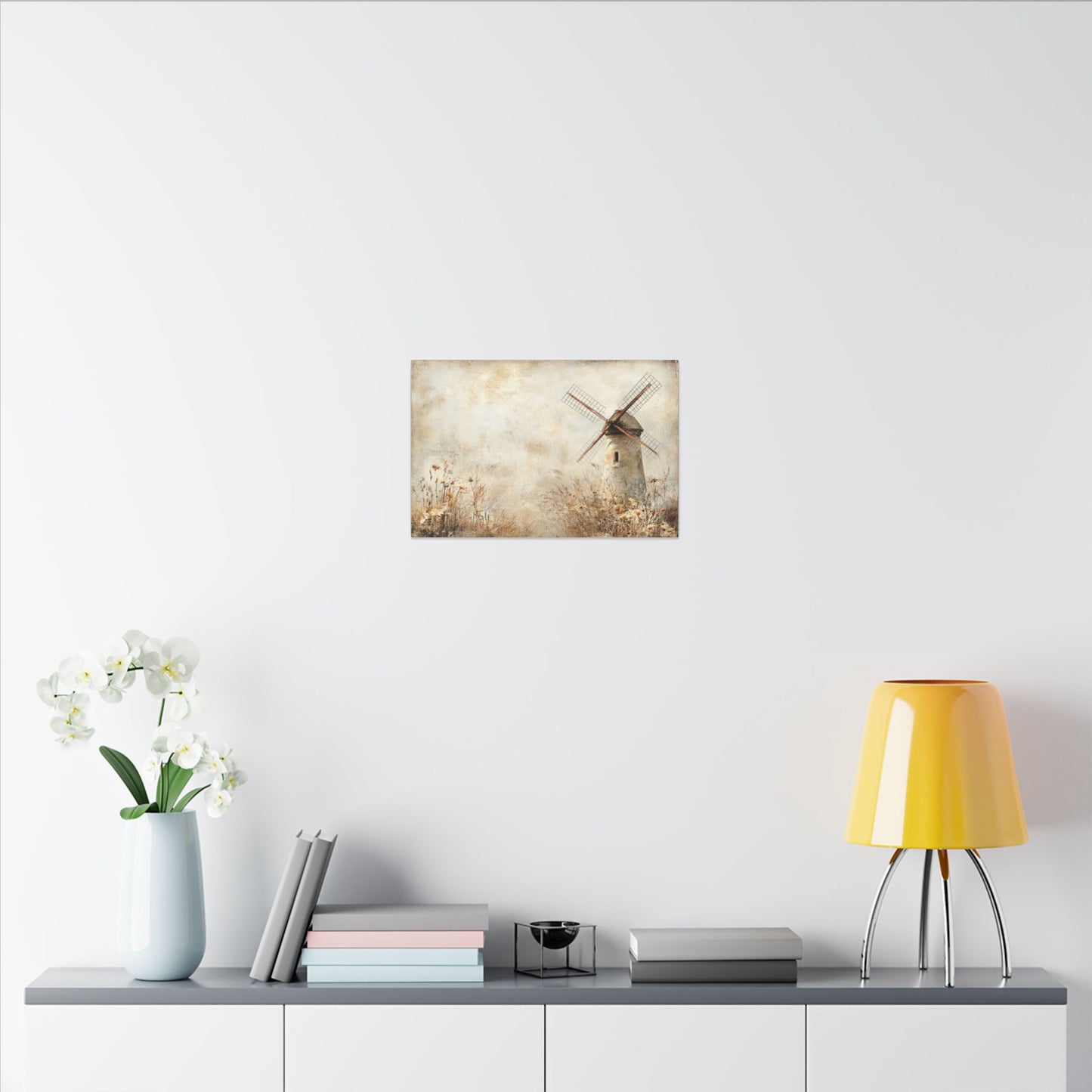 Windmill & Wildflowers Canvas Wall Art