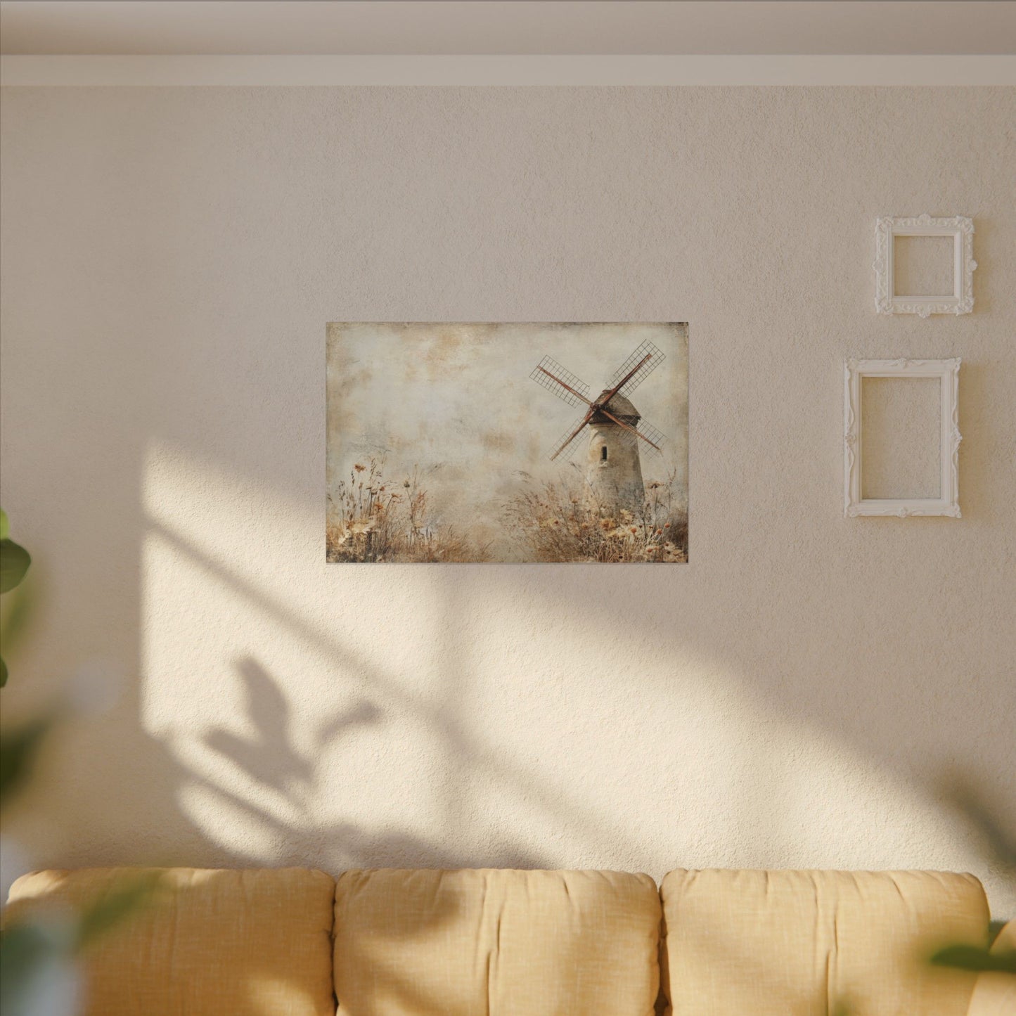 Windmill & Wildflowers Canvas Wall Art