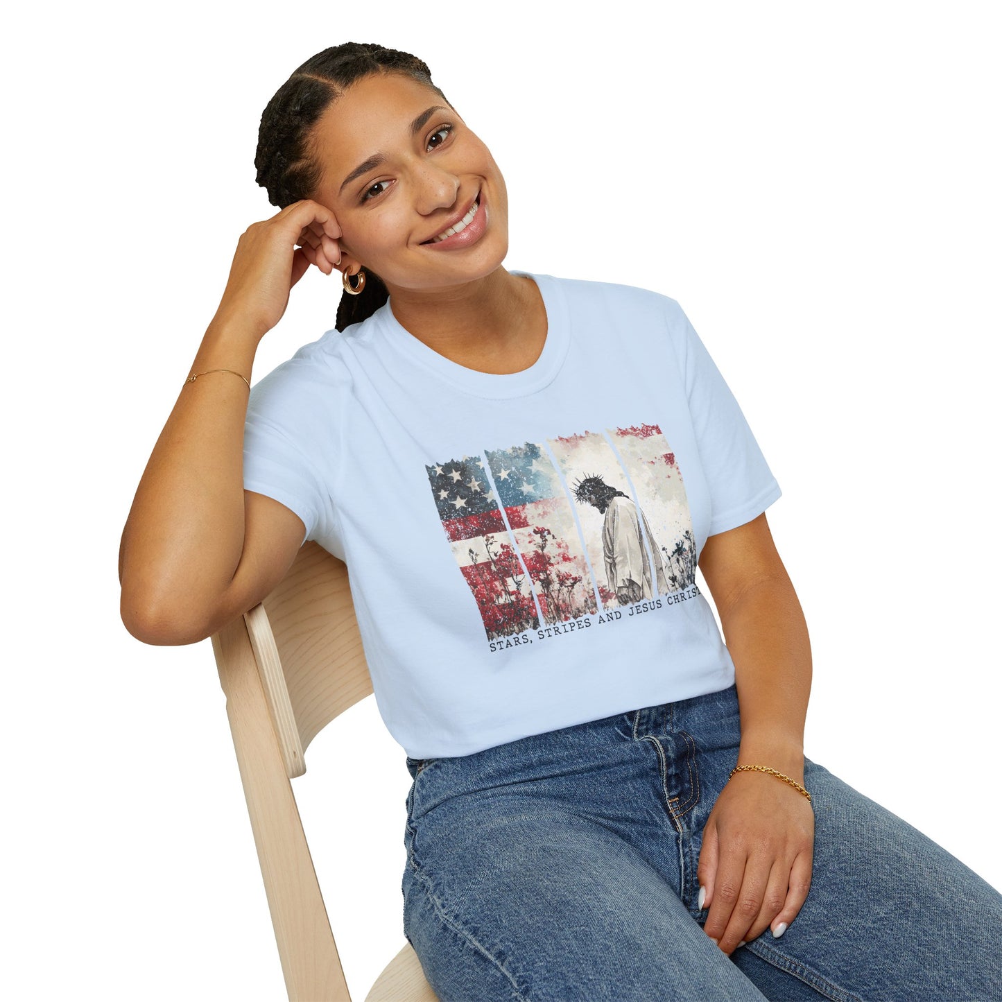 Jesus, Stars & Stripes Softstyle T-shirt