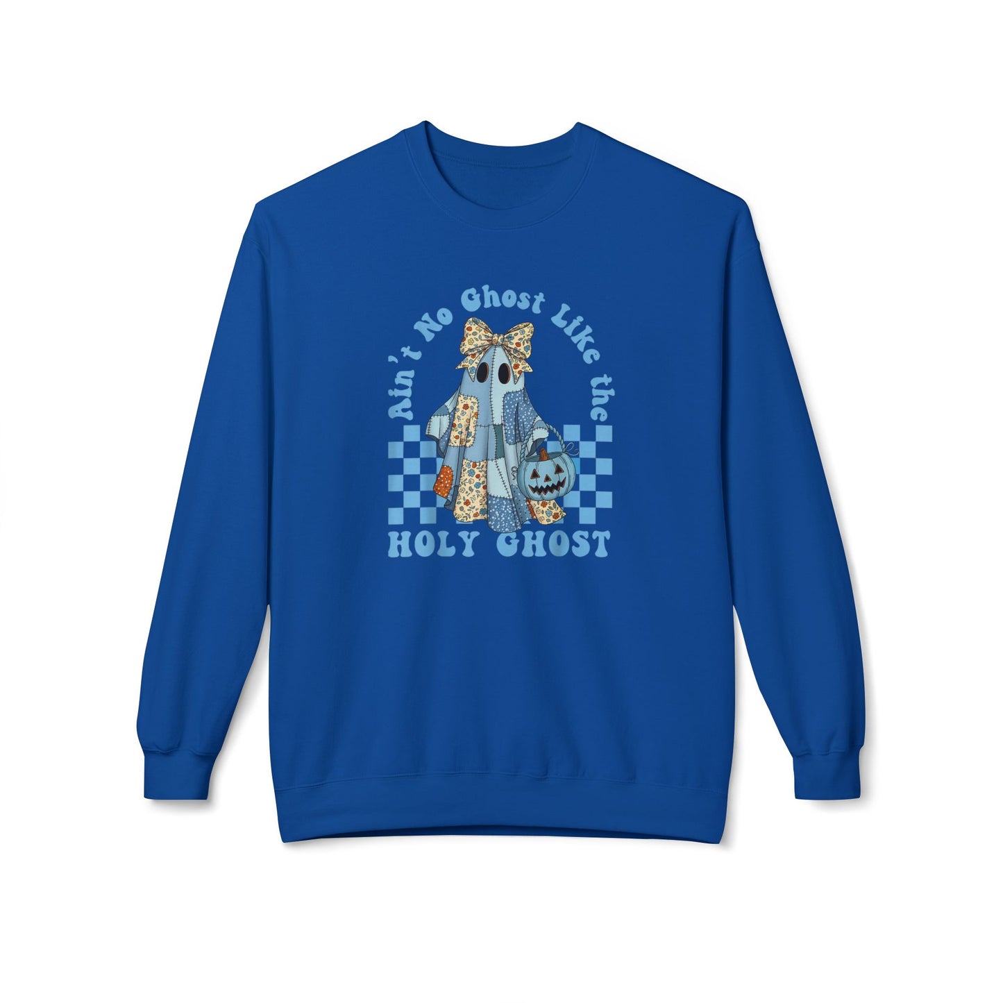 Patchwork Holy Ghost Midweight Softstyle Fleece Crewneck Sweatshirt