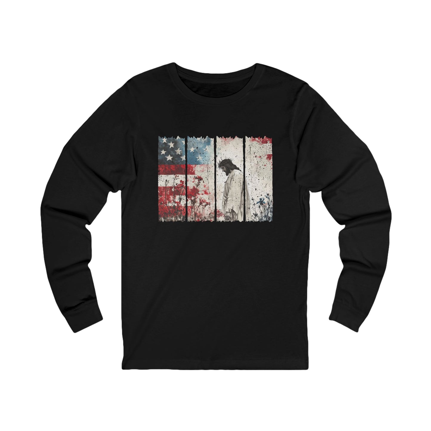 Jesus Christ, Stars and Stripes Long Sleeve Tee