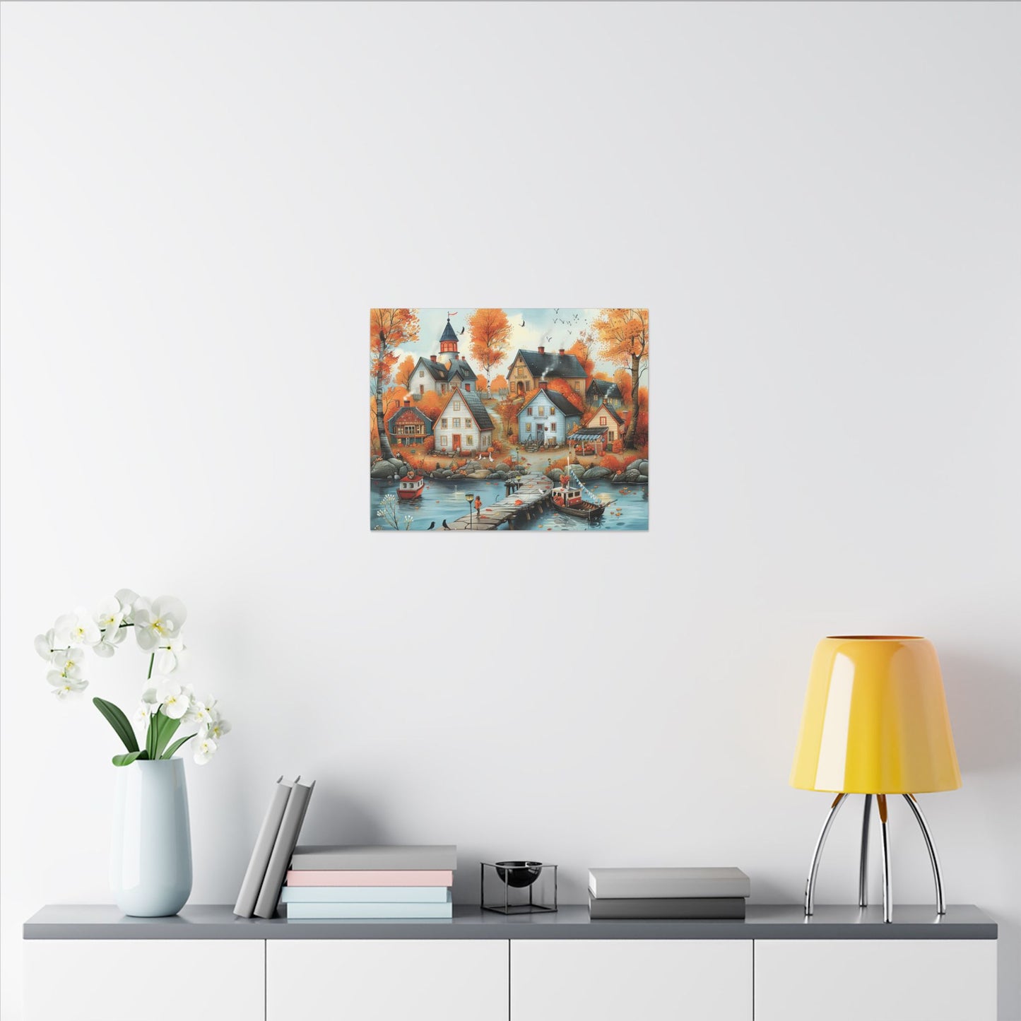 Charming Fall Village Canvas Collection #12
