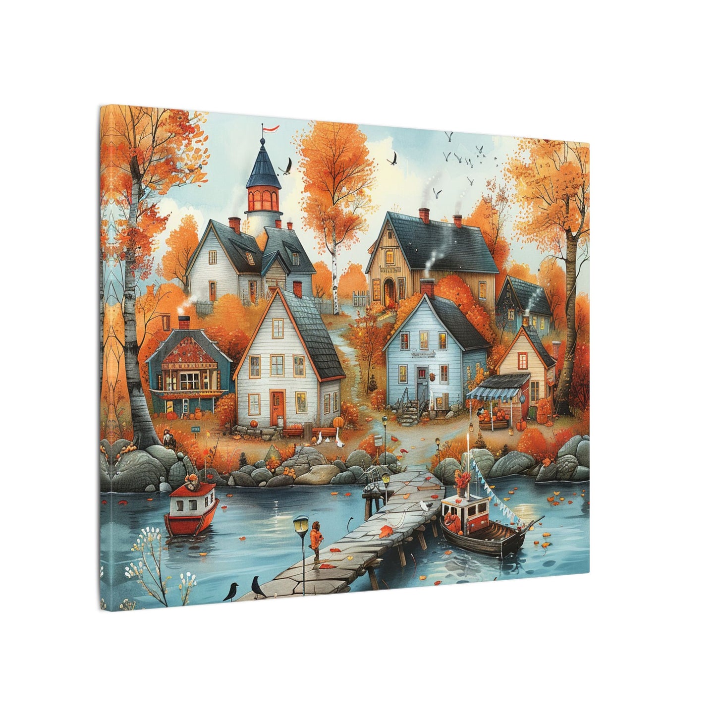 Charming Fall Village Canvas Collection #12