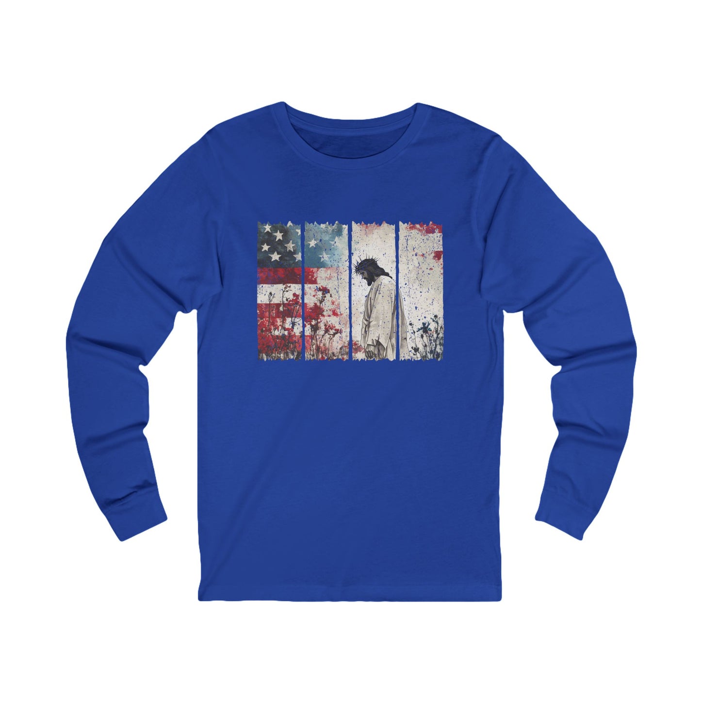 Jesus Christ, Stars and Stripes Long Sleeve Tee