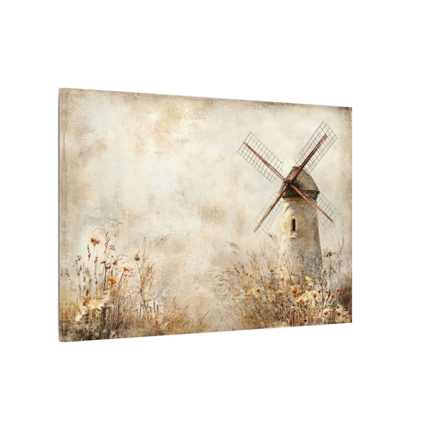 Windmill & Wildflowers Canvas Wall Art