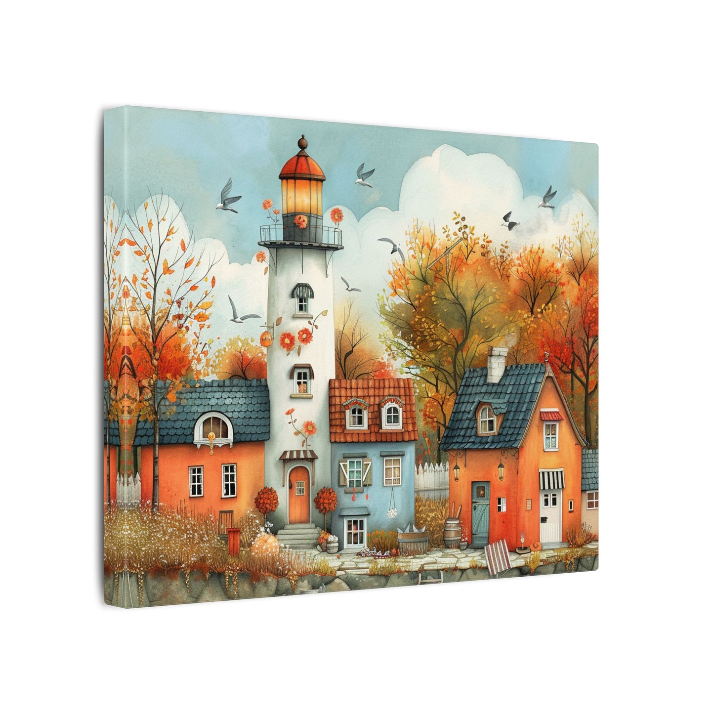 Charming Fall Village Canvas Collection #8