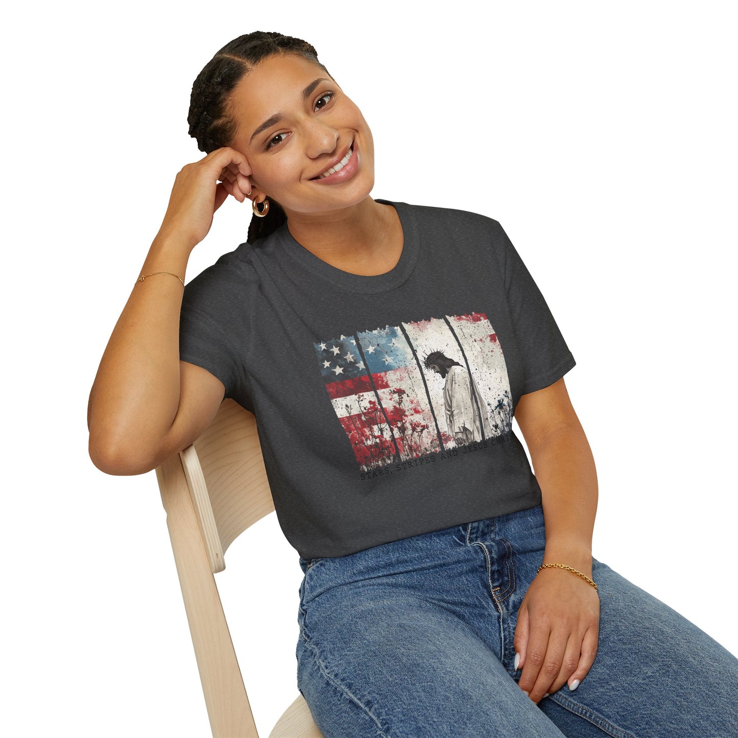 Jesus, Stars & Stripes Softstyle T-shirt
