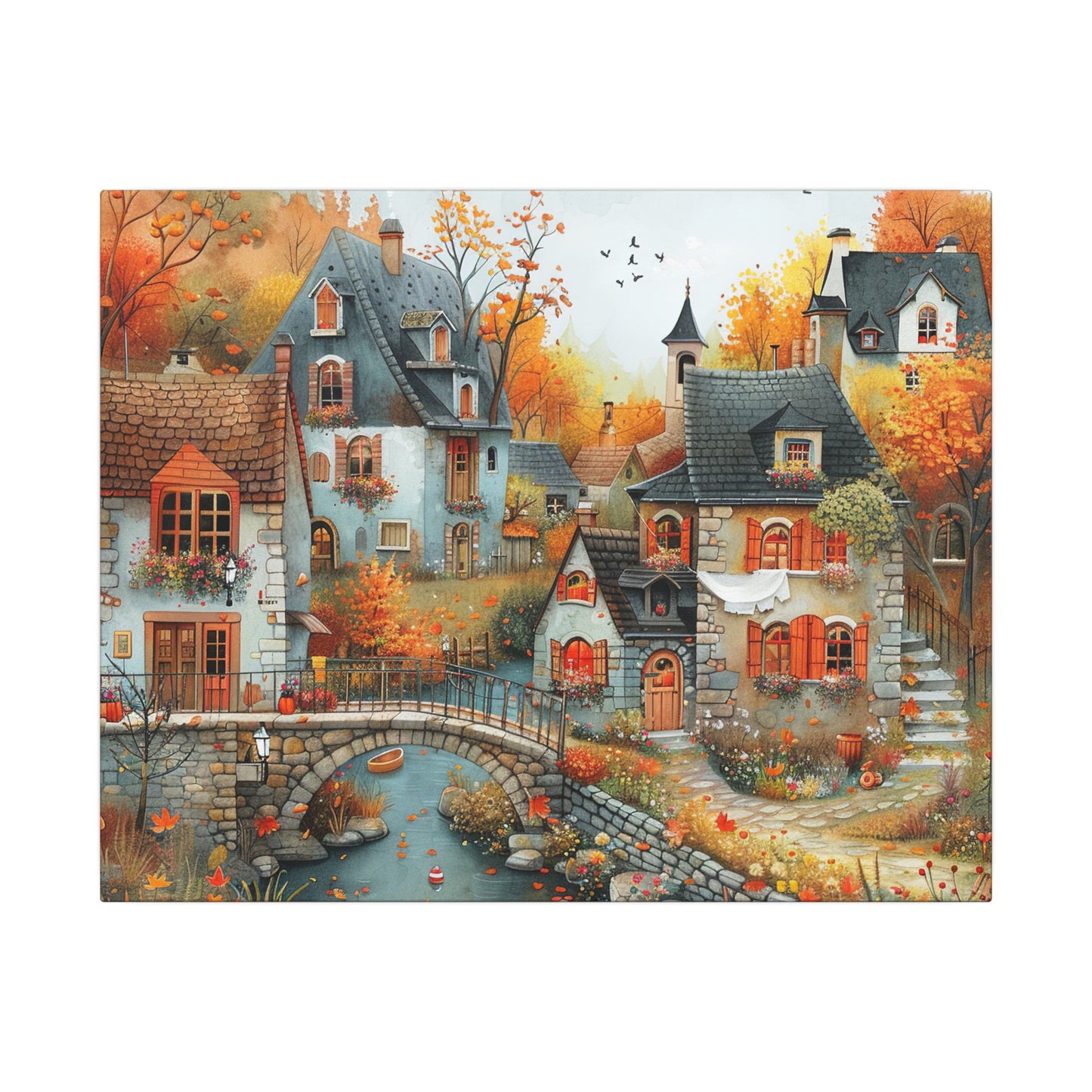 Charming Fall Village Canvas Collection #7