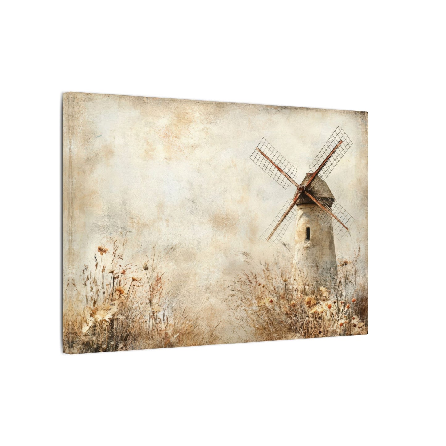 Windmill & Wildflowers Canvas Wall Art