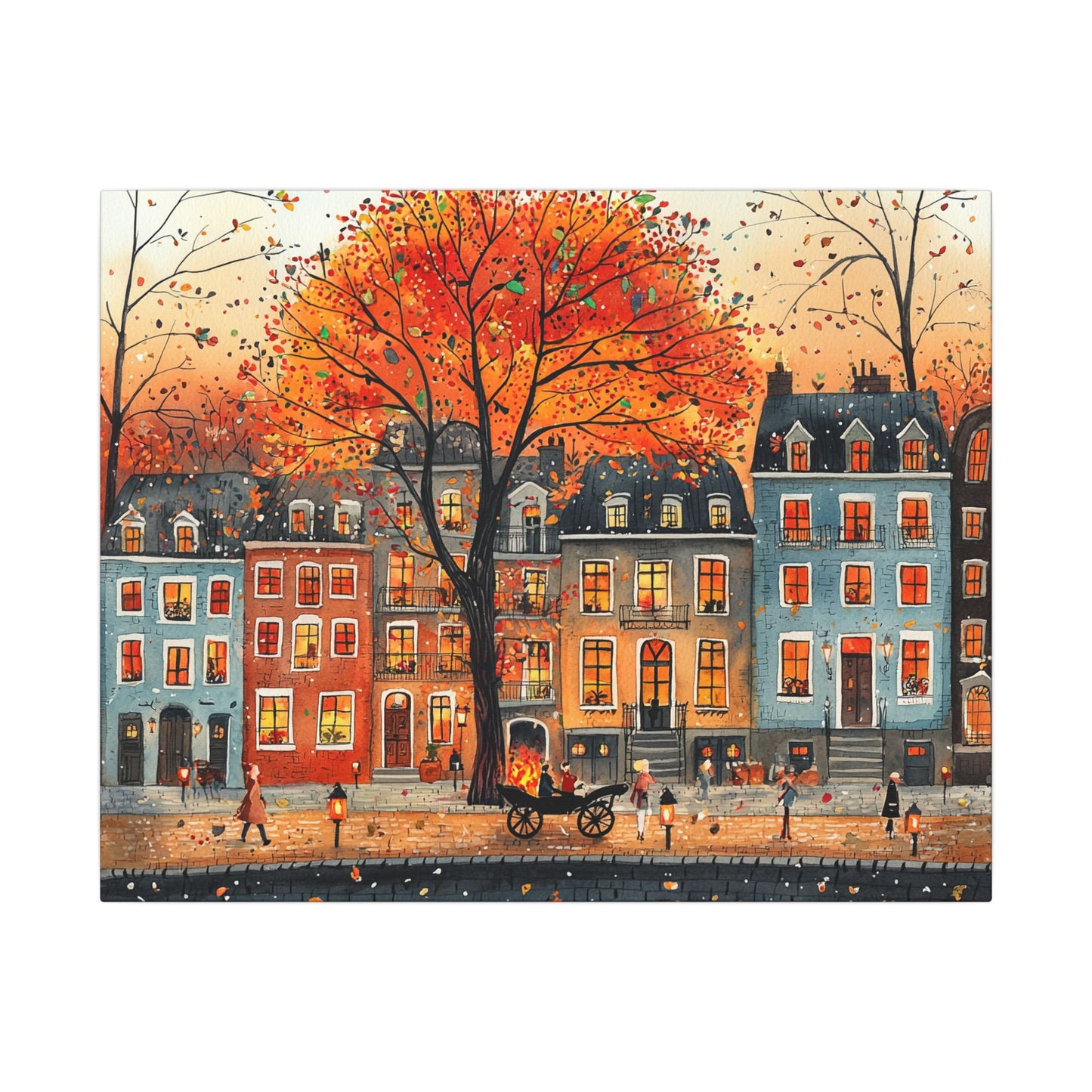 Charming Fall Village Canvas #6