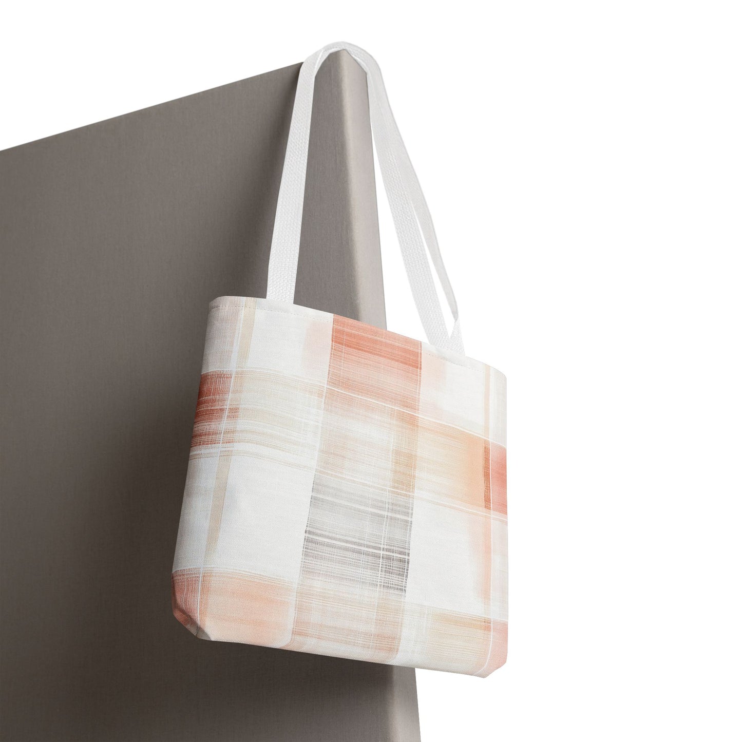 Light Orange/Gray Plaid Tote Bag