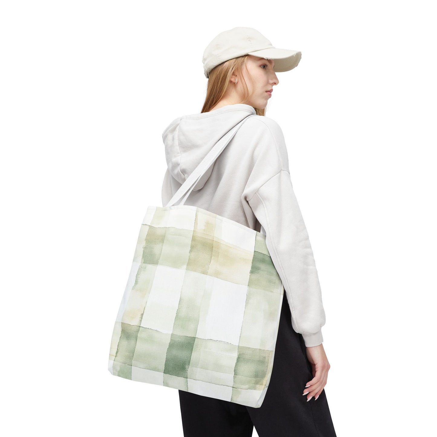 Light Green Plaid Tote Bag (AOP)