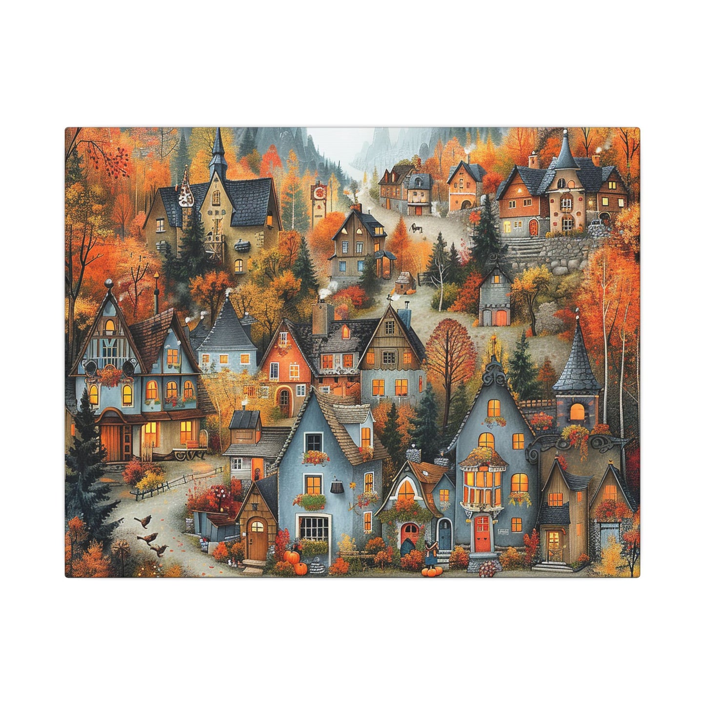 Charming Fall Village Canvas Collection #10
