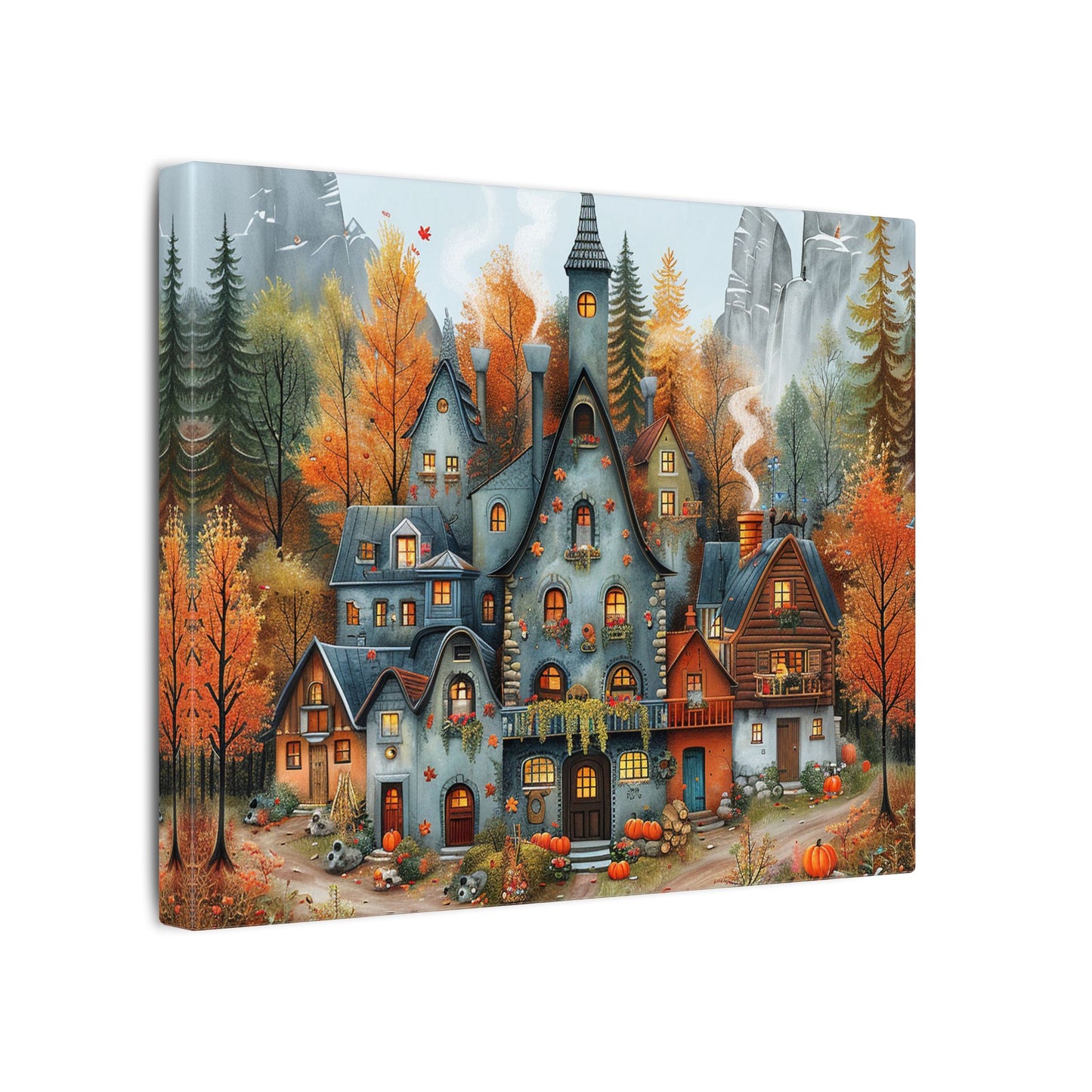 Charming Fall Village Canvas Collection #1