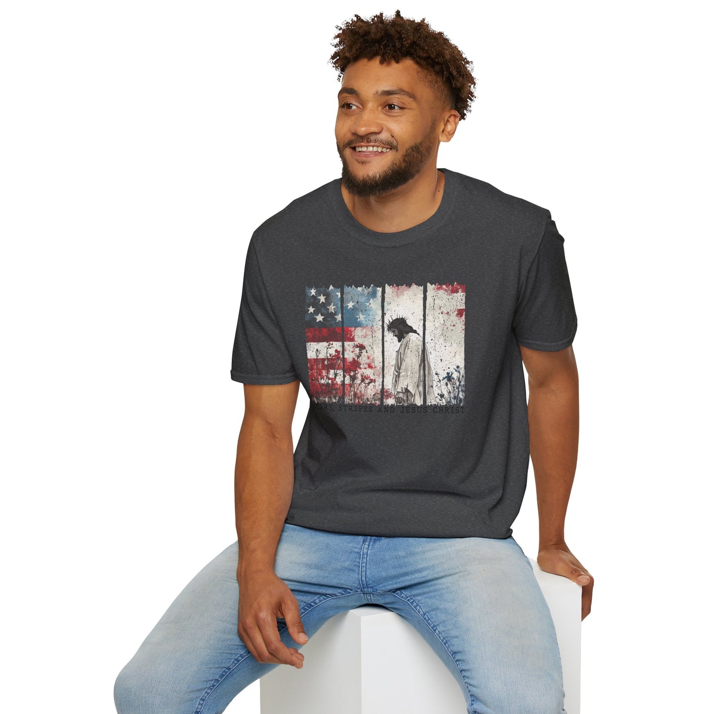 Jesus, Stars & Stripes Softstyle T-shirt