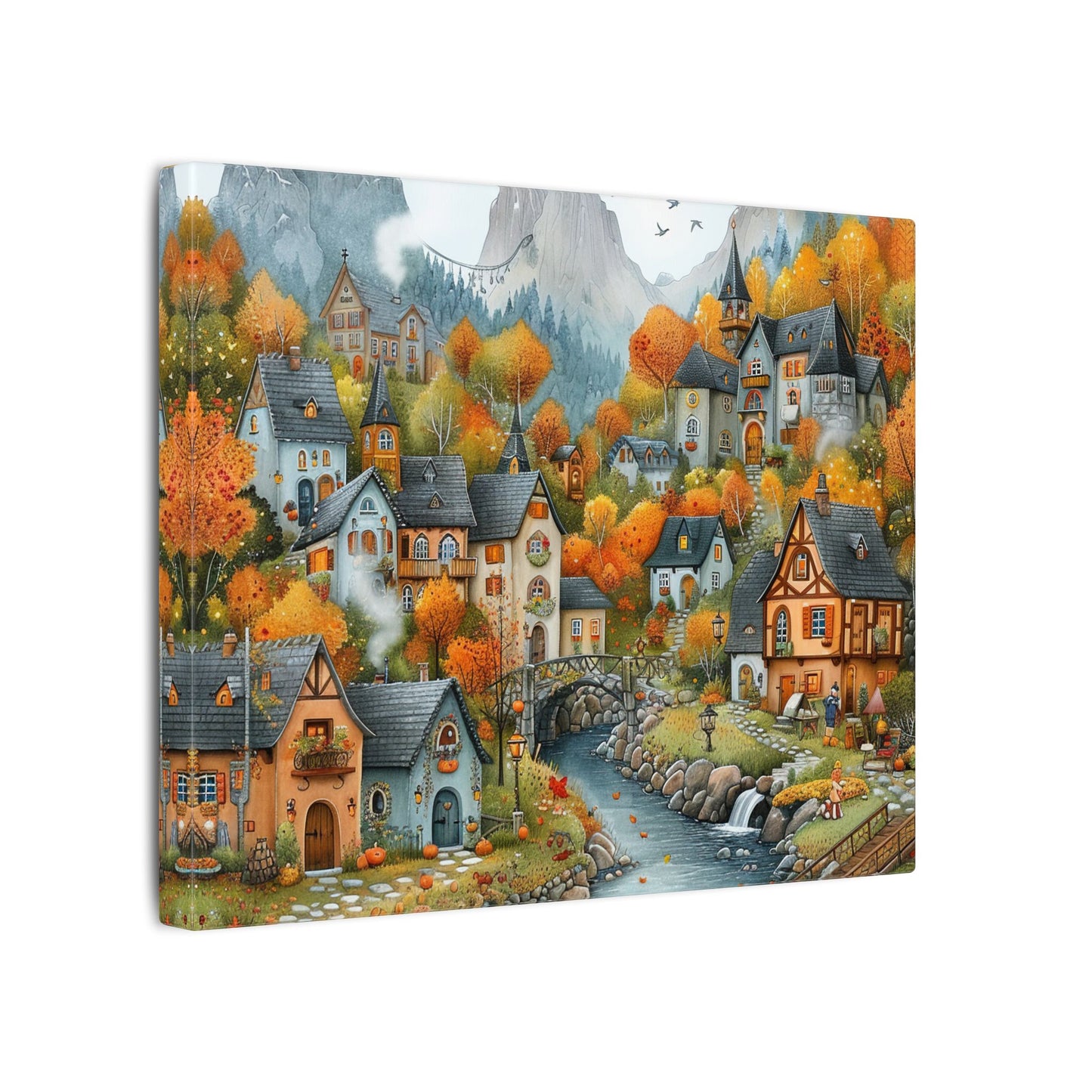 Charming Fall Village Canvas Collection #11