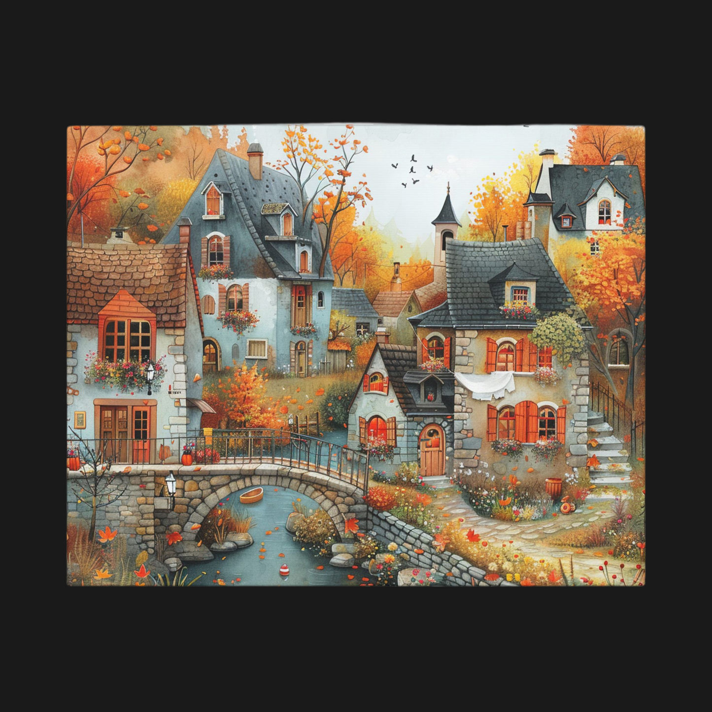 Charming Fall Village Canvas Collection #7