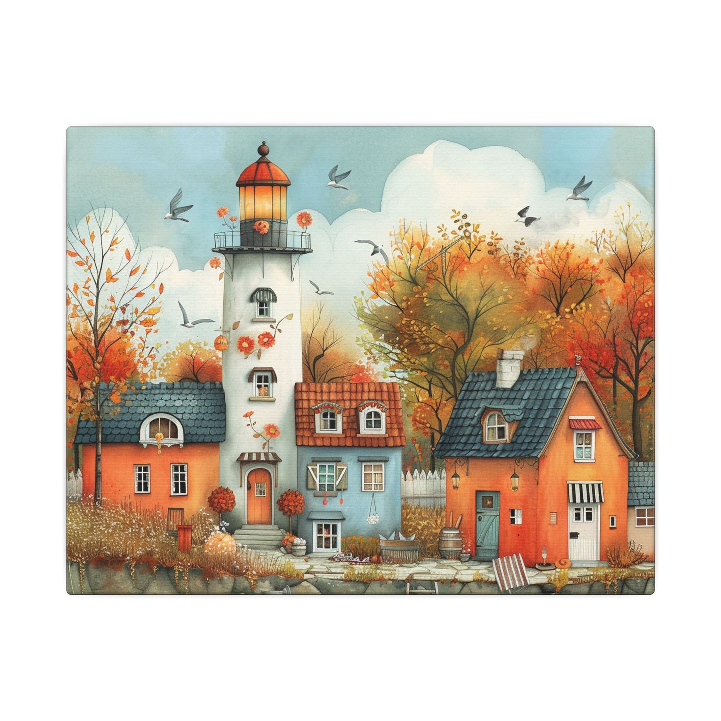 Charming Fall Village Canvas Collection #8