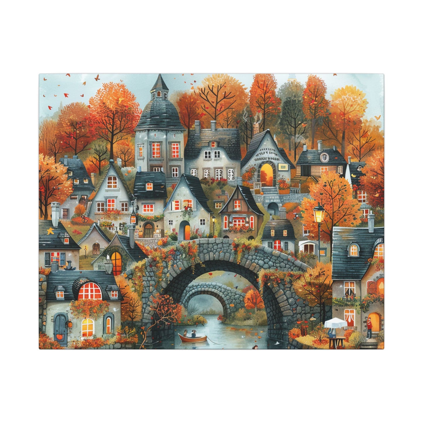Charming Fall Village Canvas Collection #4