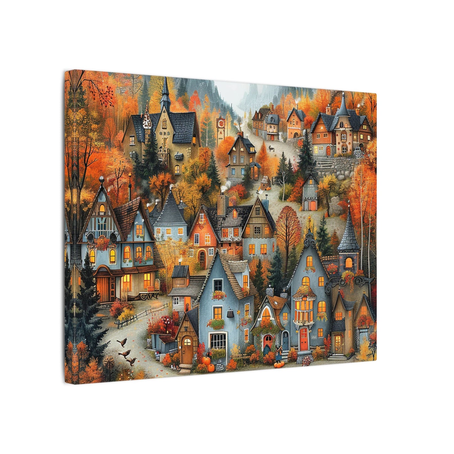 Charming Fall Village Canvas Collection #10