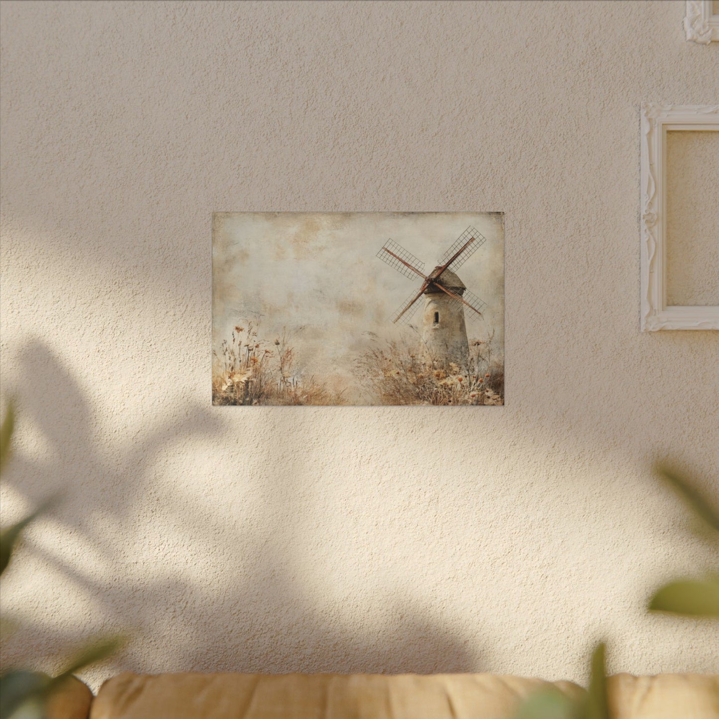 Windmill & Wildflowers Canvas Wall Art