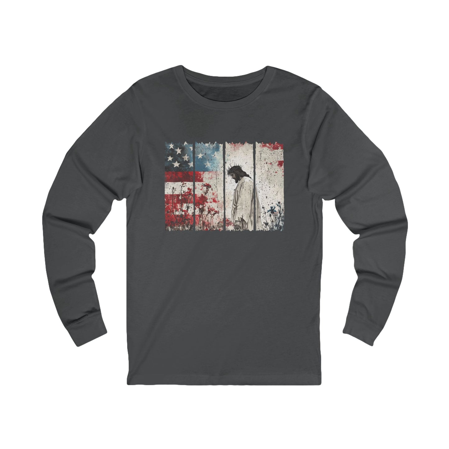 Jesus Christ, Stars and Stripes Long Sleeve Tee