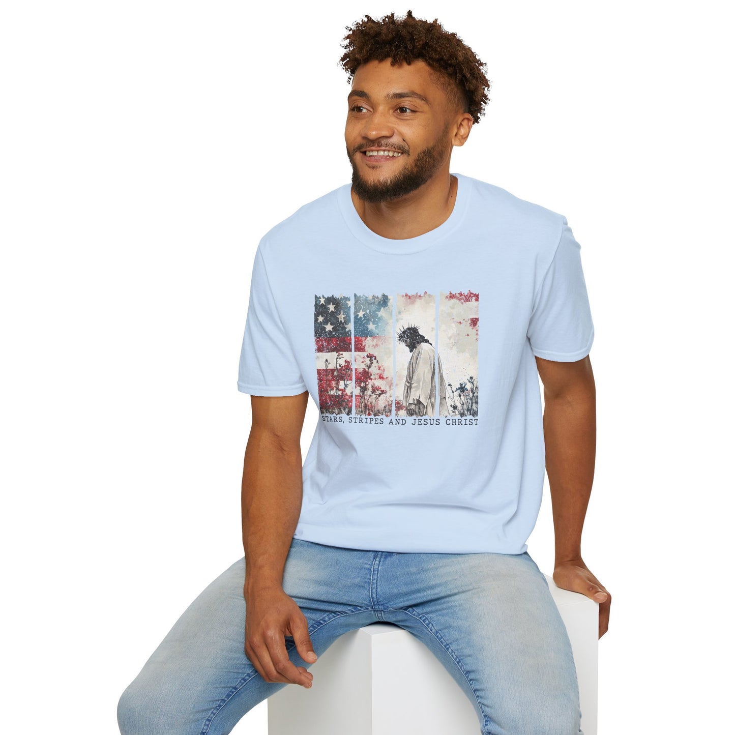 Jesus, Stars & Stripes Softstyle T-shirt