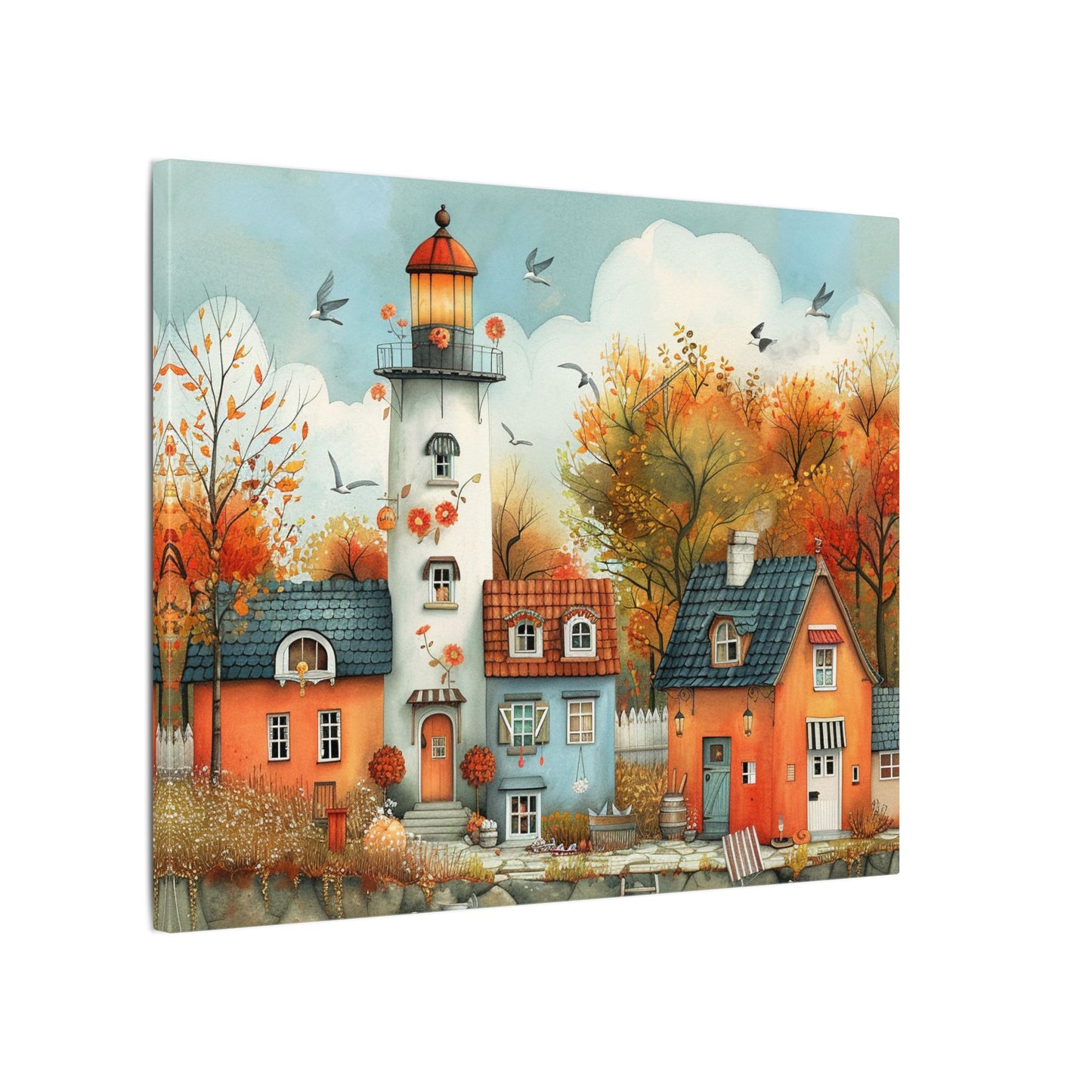 Charming Fall Village Canvas Collection #8