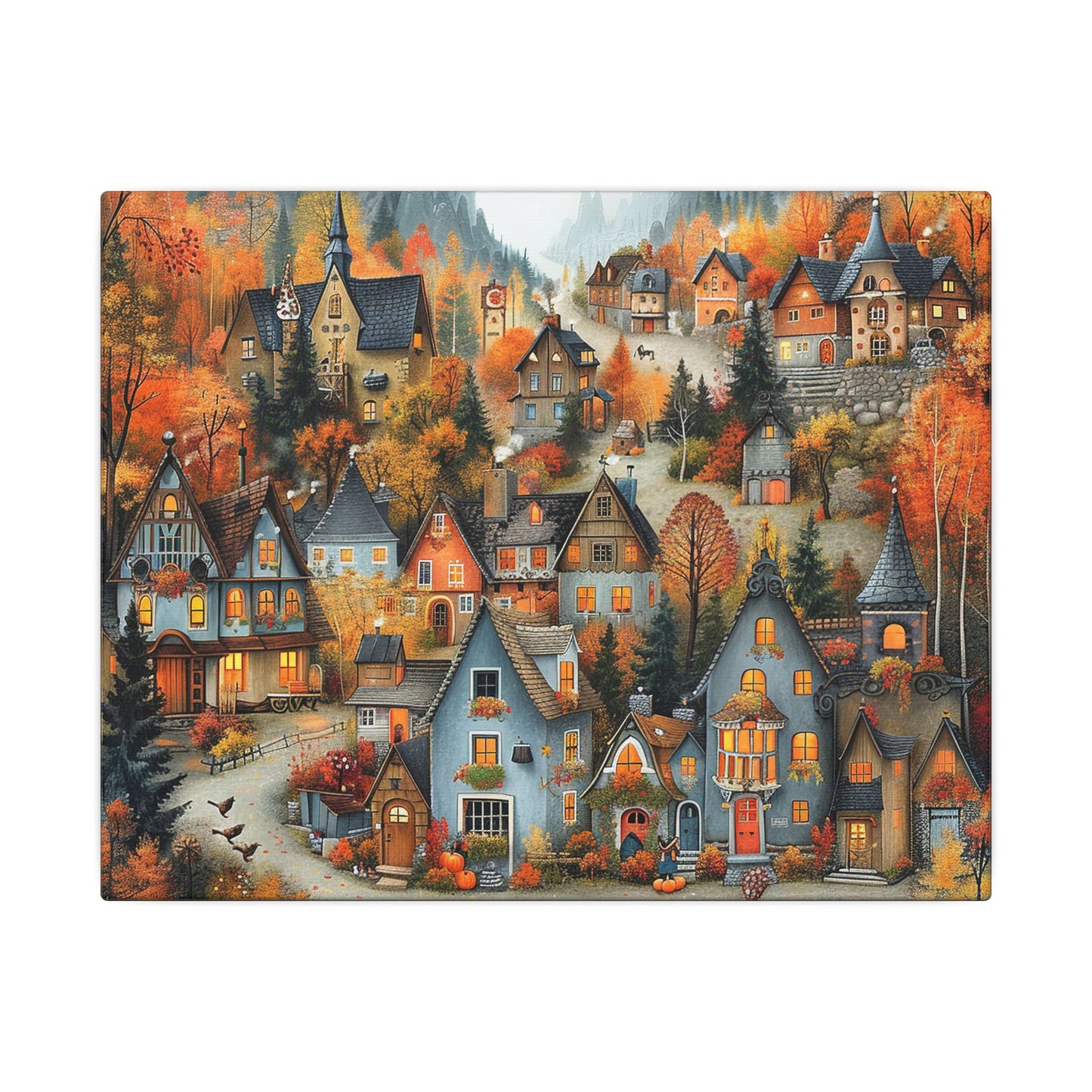 Charming Fall Village Canvas Collection #10