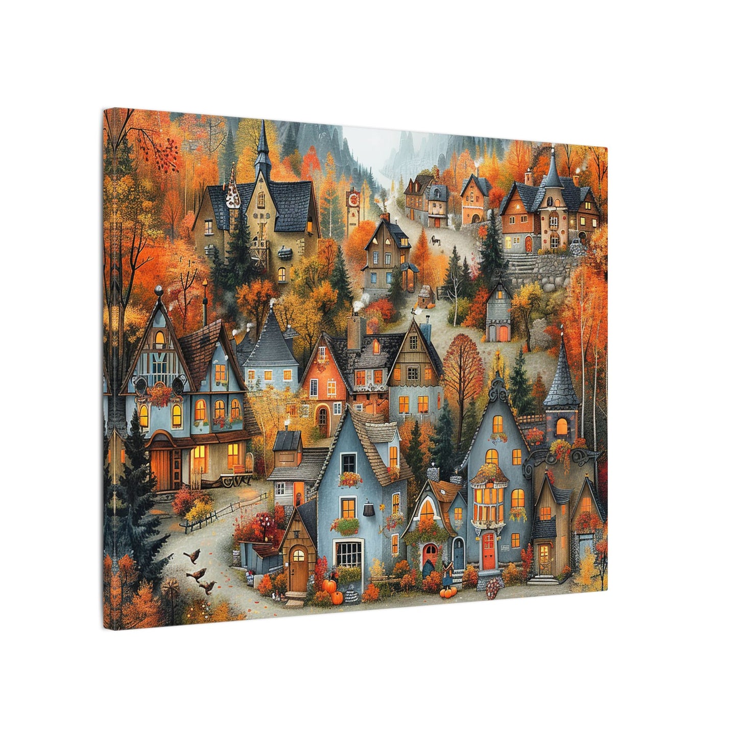 Charming Fall Village Canvas Collection #10