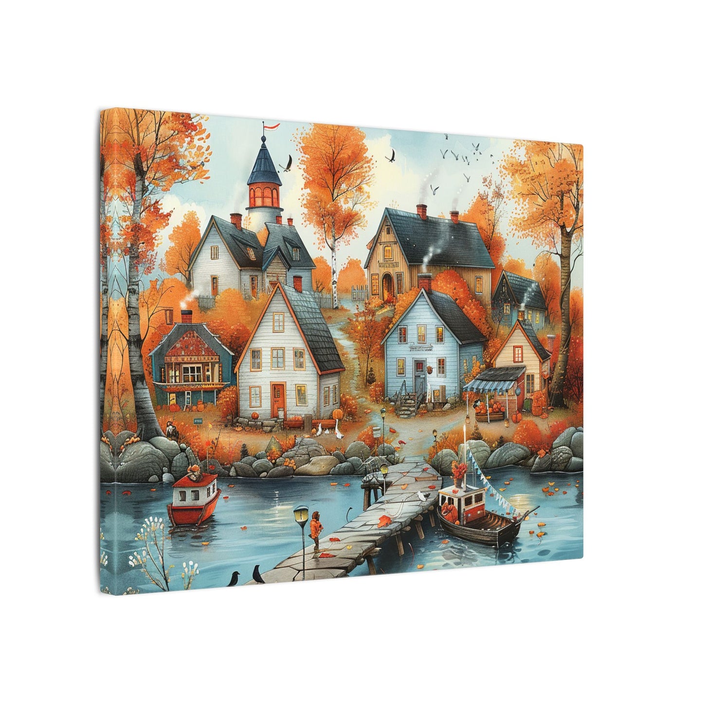 Charming Fall Village Canvas Collection #12