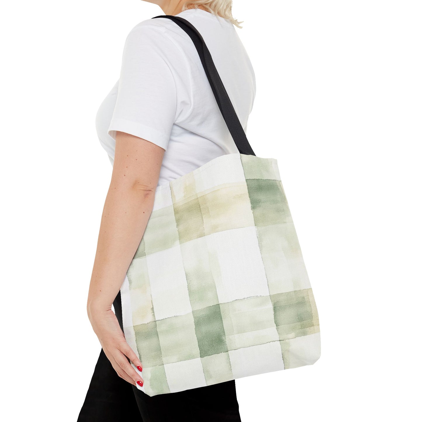 Light Green Plaid Tote Bag (AOP)