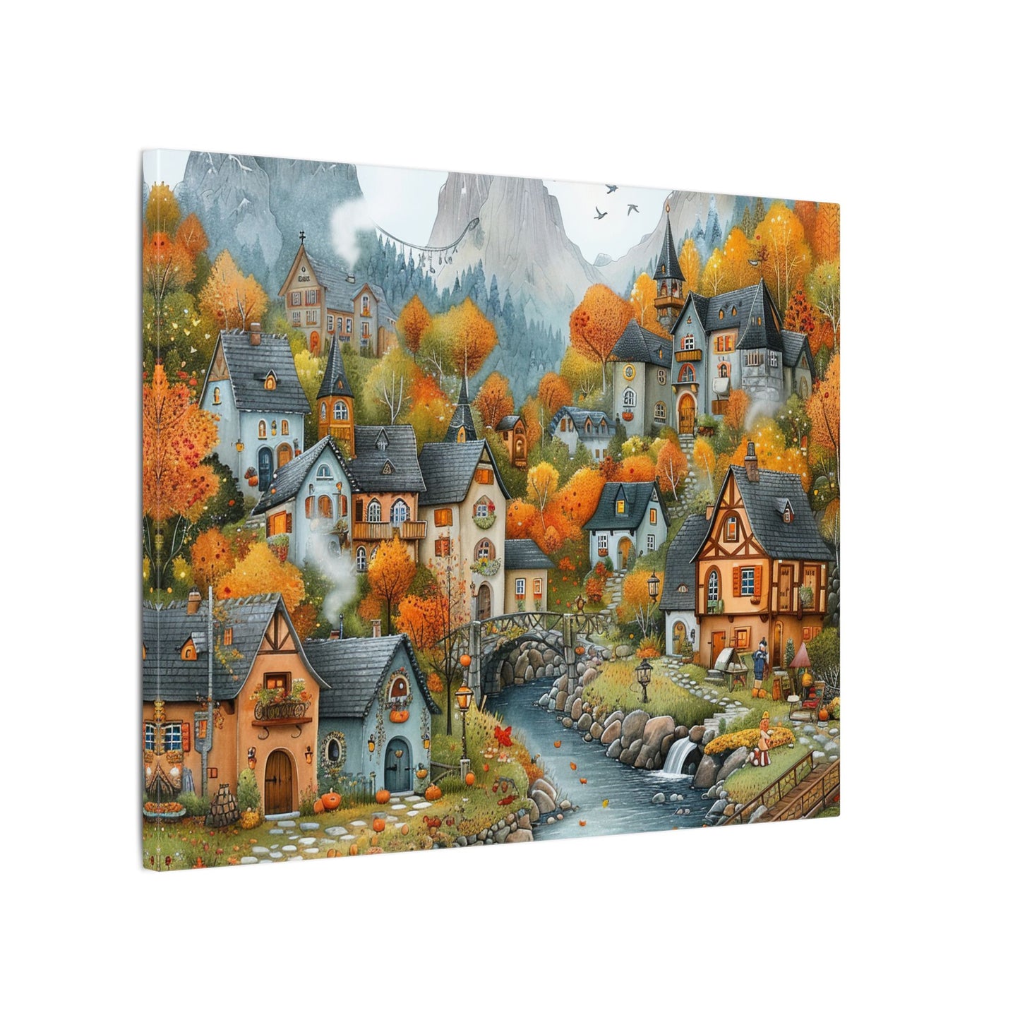 Charming Fall Village Canvas Collection #11