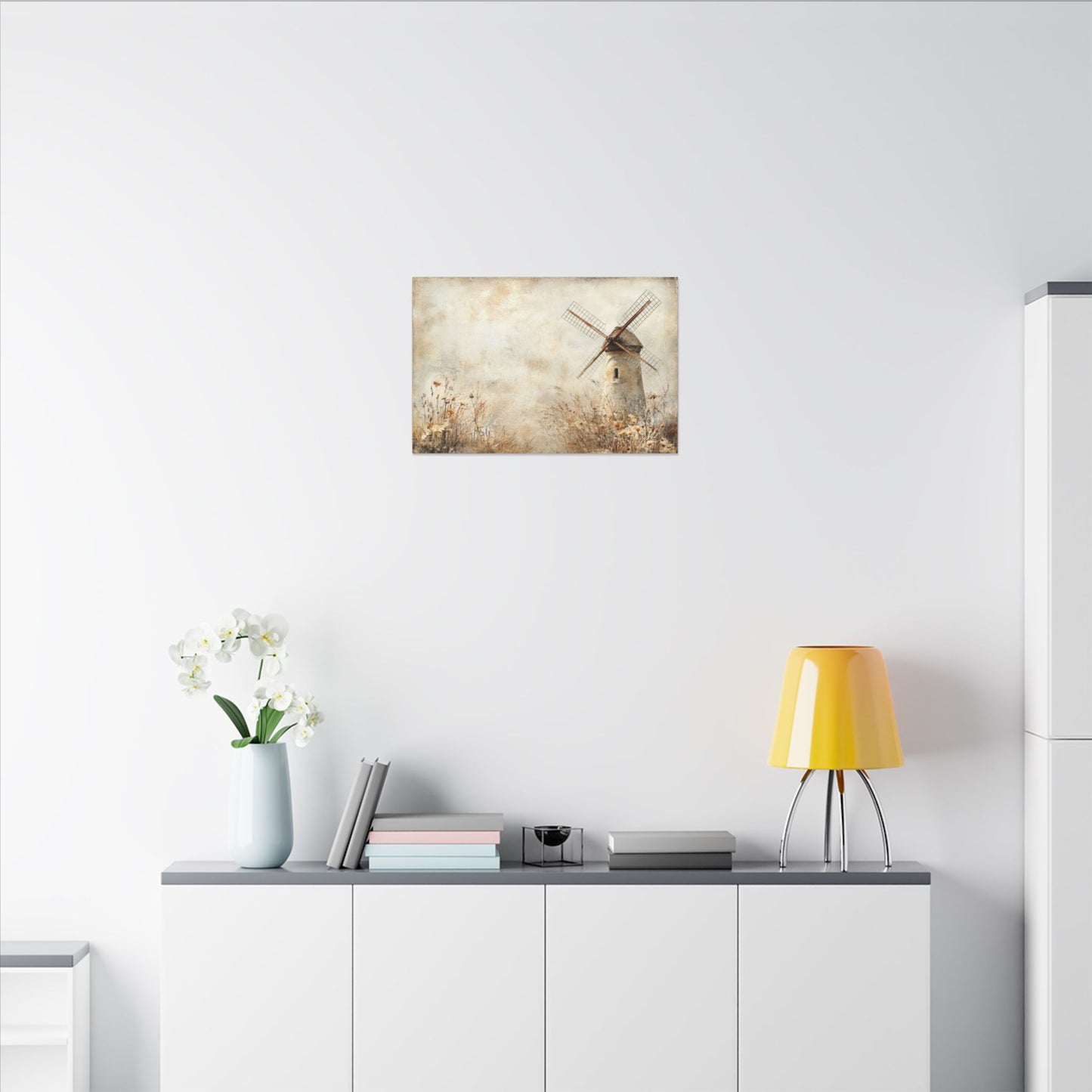 Windmill & Wildflowers Canvas Wall Art