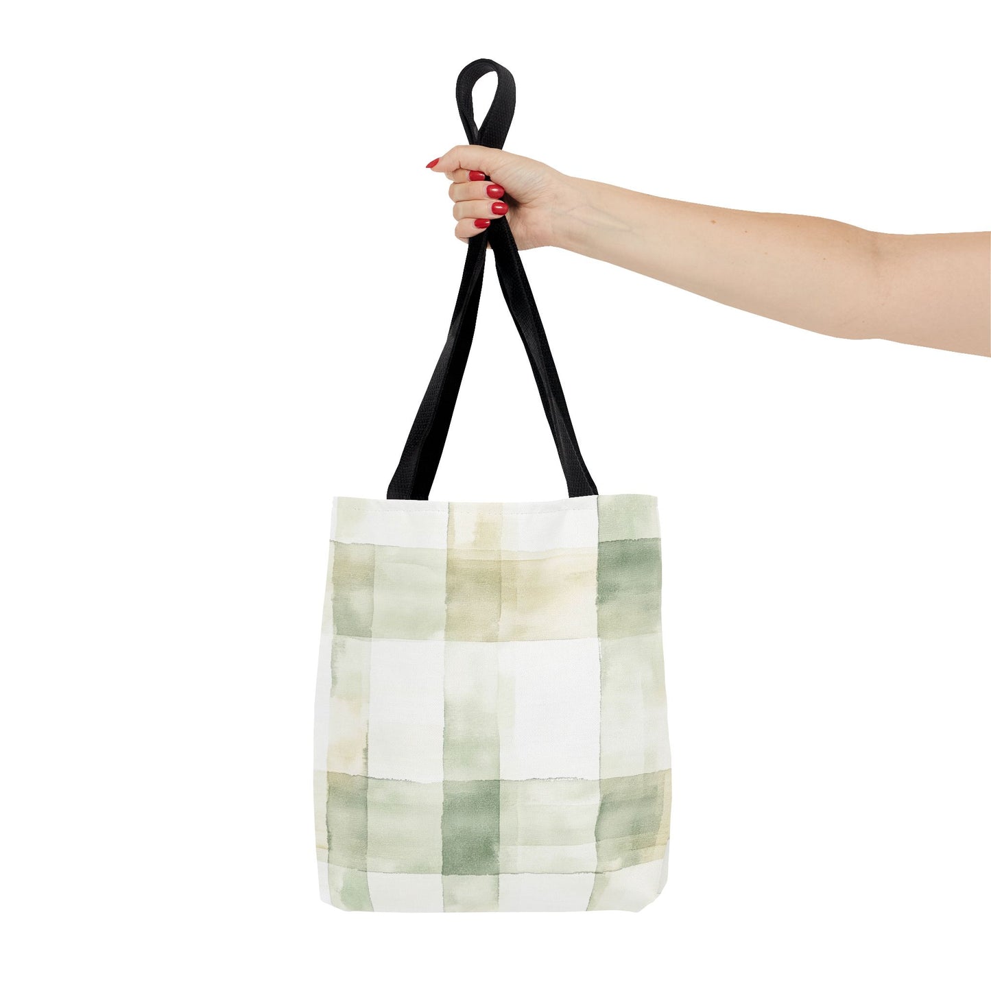 Light Green Plaid Tote Bag (AOP)