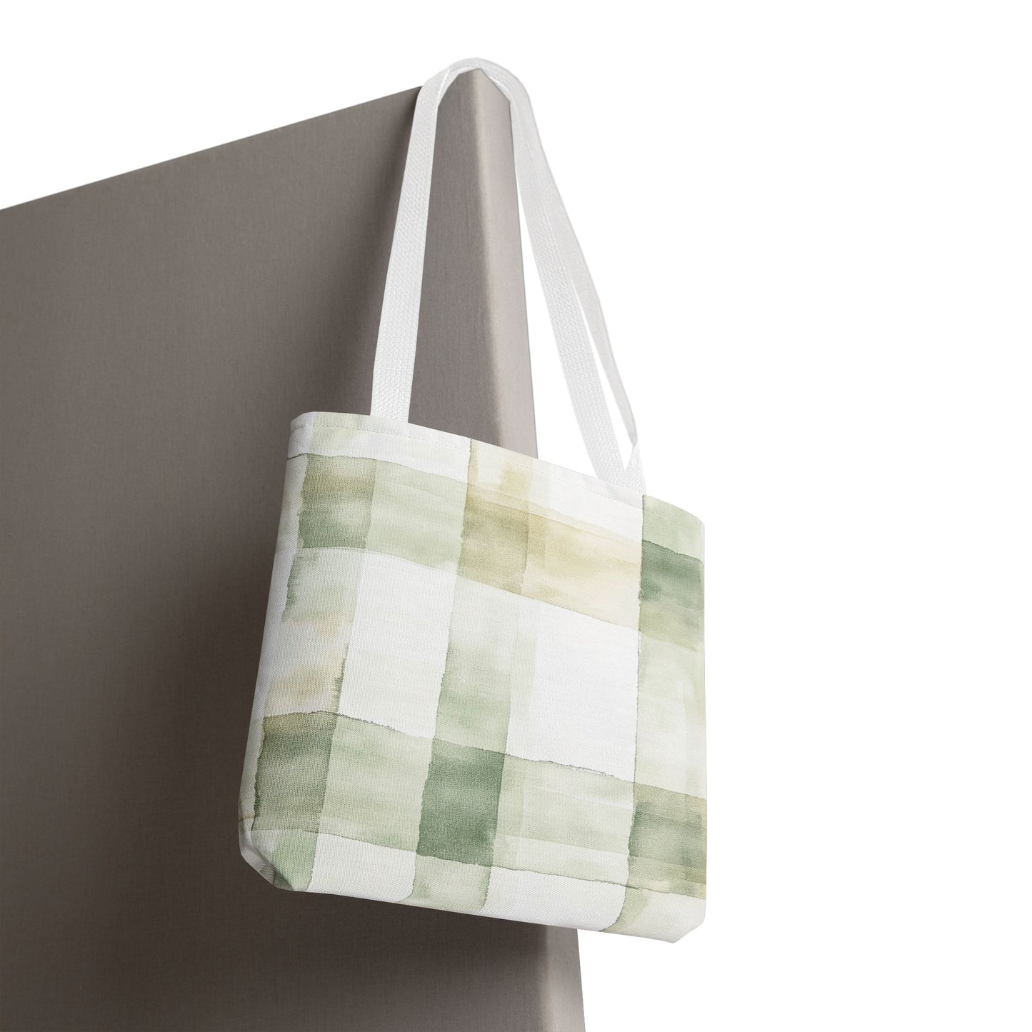Light Green Plaid Tote Bag (AOP)