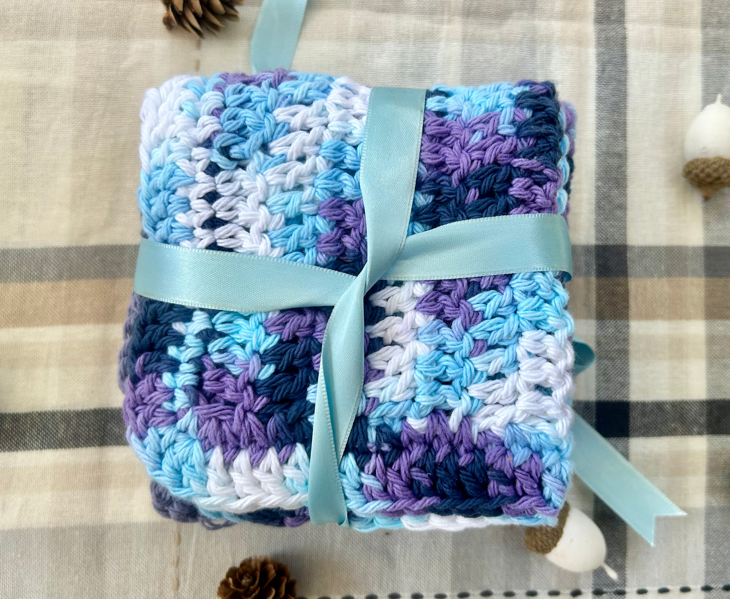 Purple & Blue Crochet Washcloths
