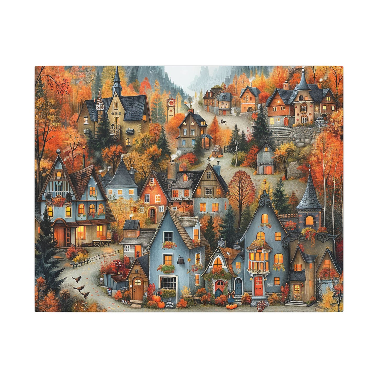 Charming Fall Village Canvas Collection #10