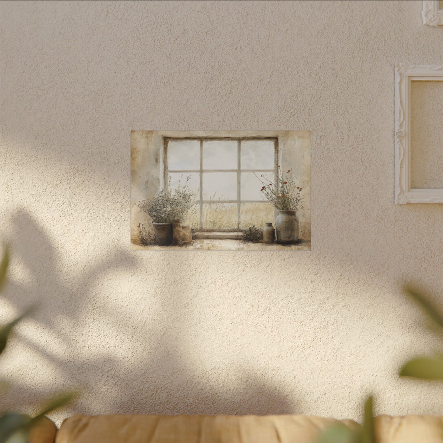 Window Flowers Canvas Wall Art