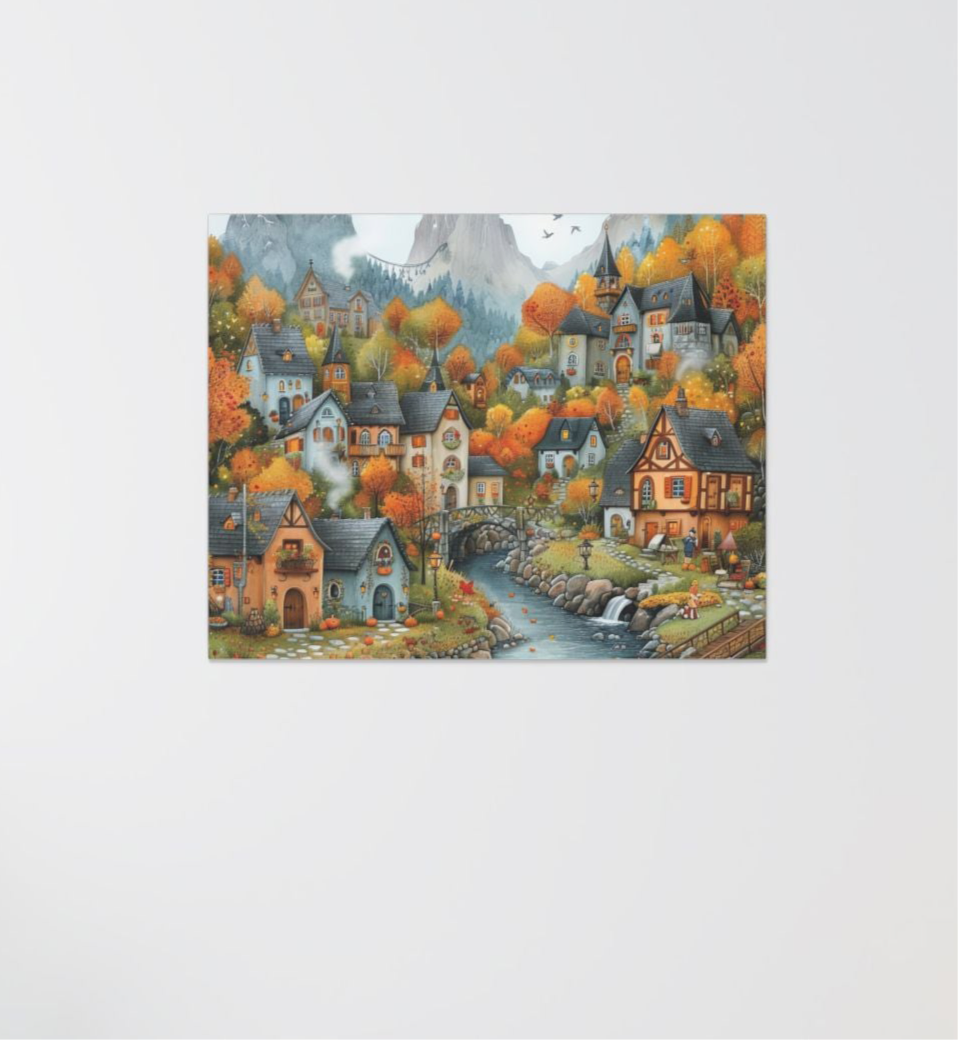 Charming Fall Village Canvas Collection #11