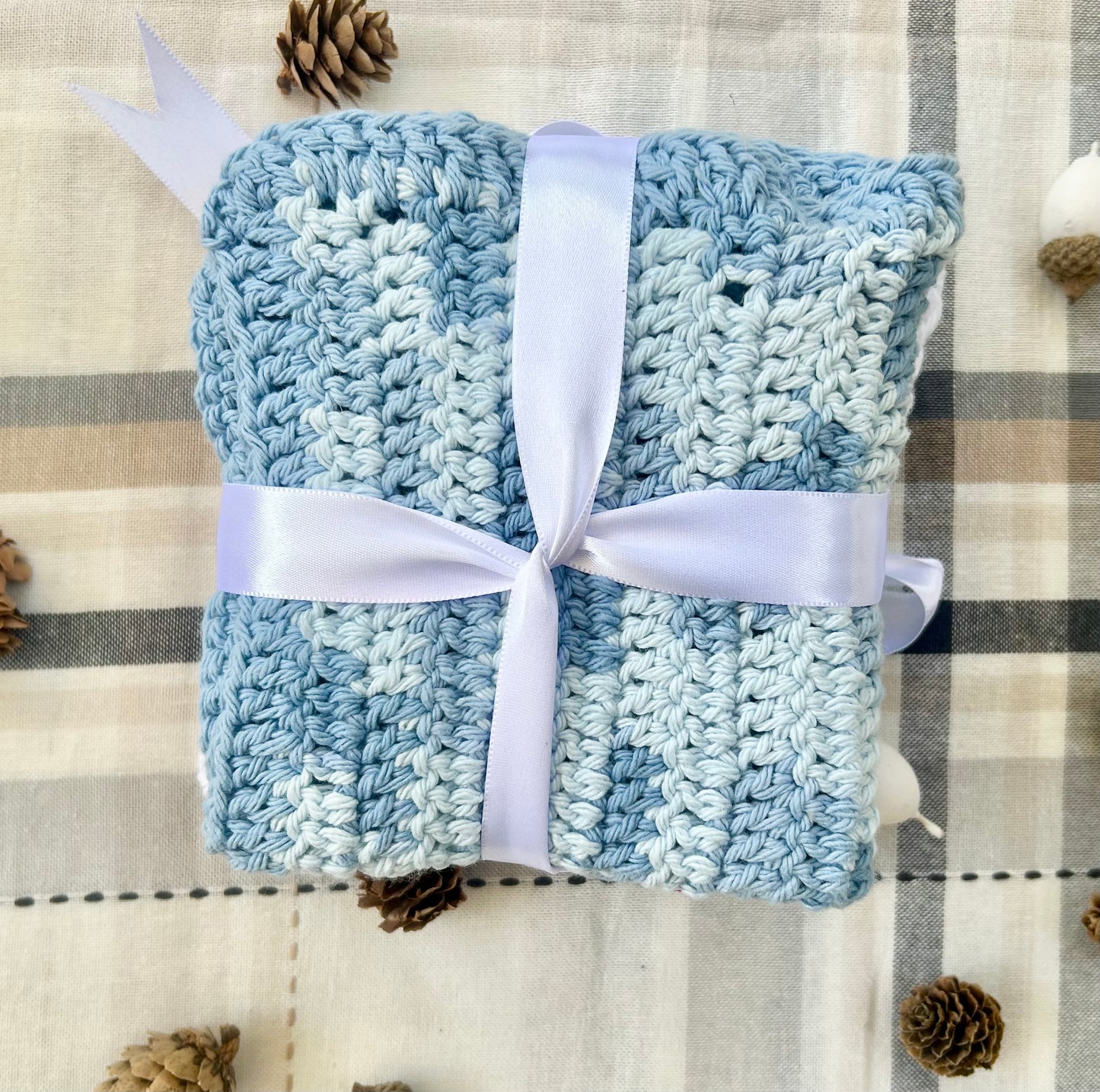 Blue on Blue Crochet Washcloths Set of #