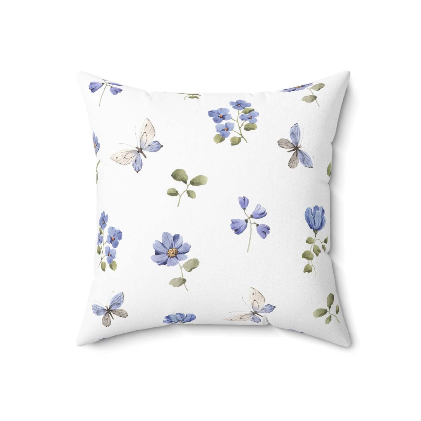 Blue Butterfly Floral Pillow