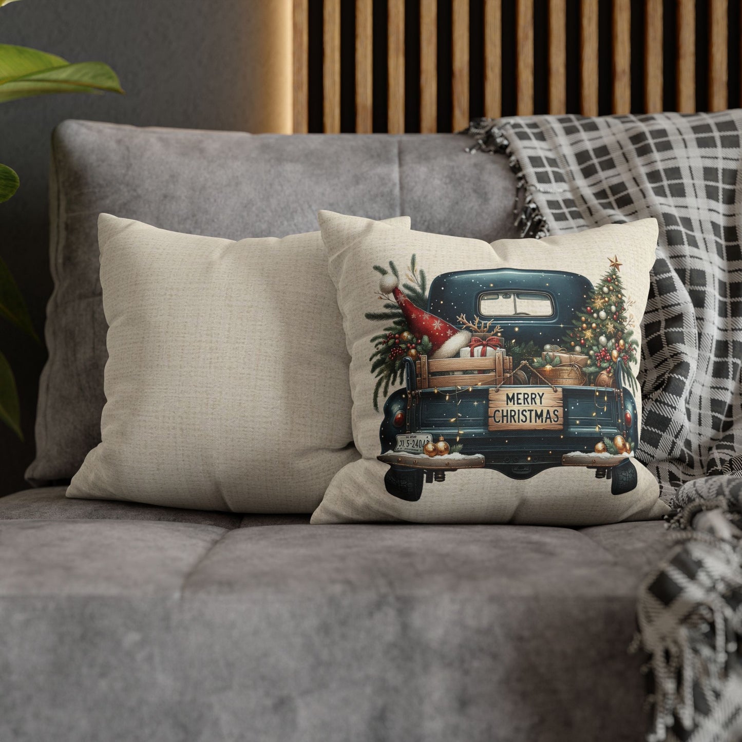 Dark Blue Truck Bed Series Throw Pillow Cover