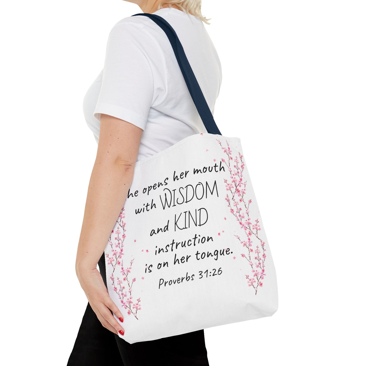 Proverbs 31:26 2 Sided Tote