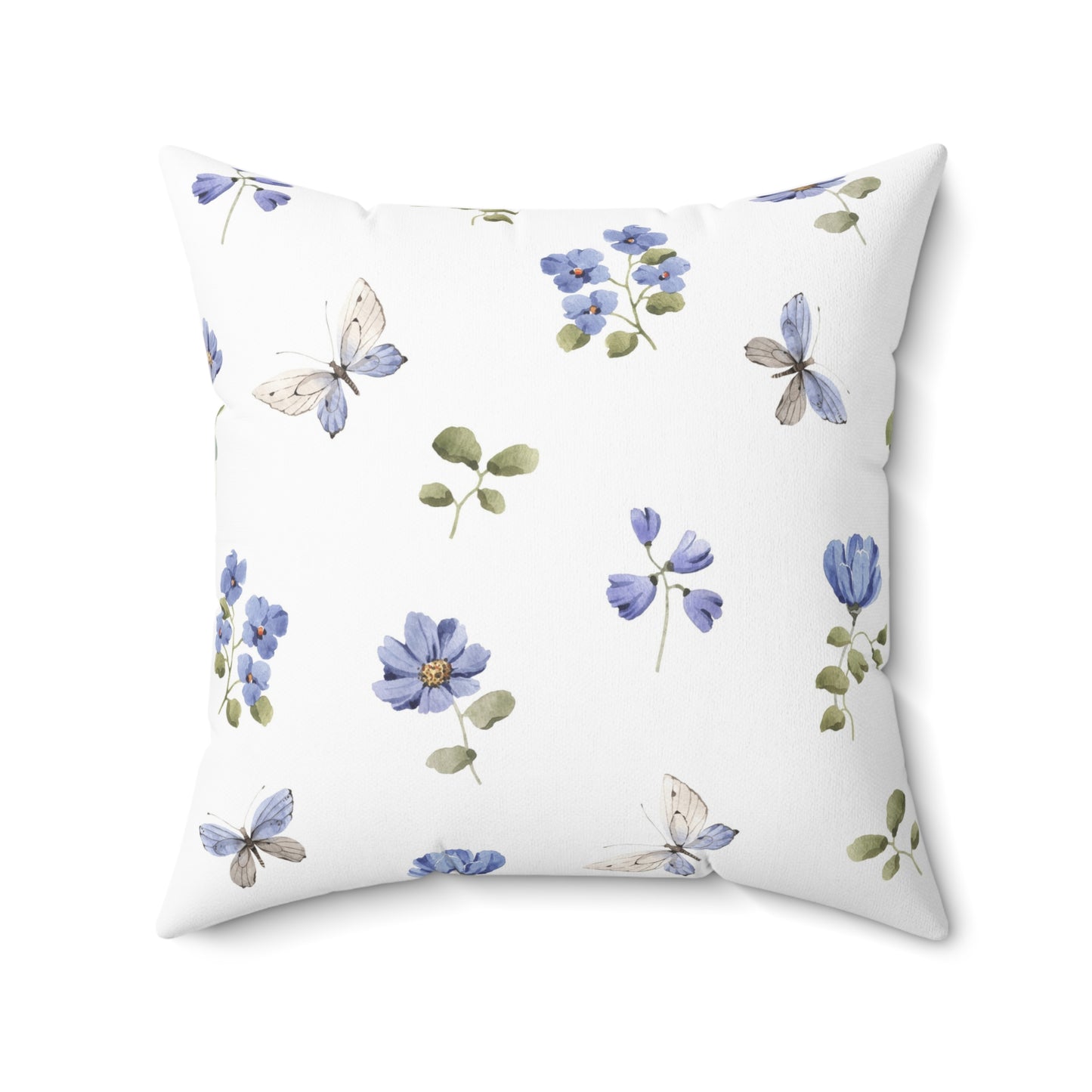 Blue Butterfly Floral Pillow