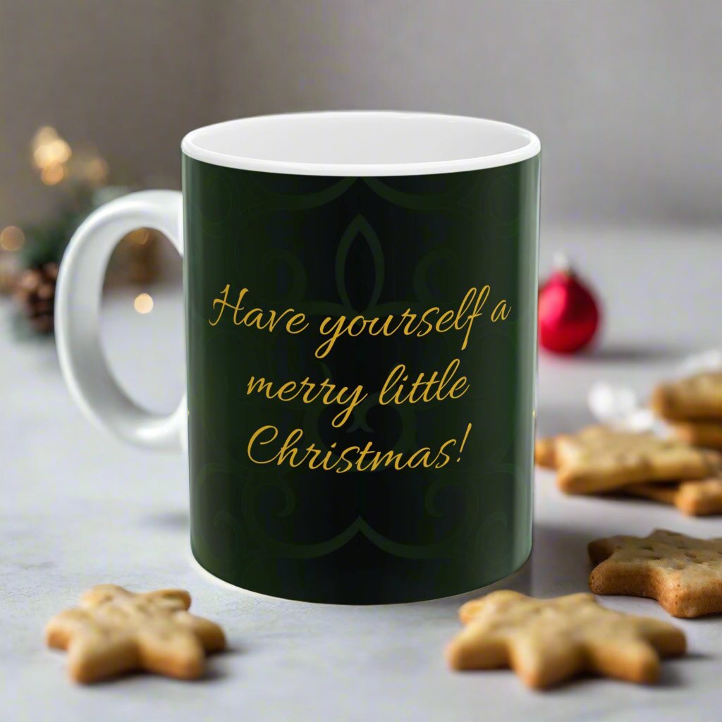 Merry Little Christmas-Green w/Stars 11oz Coffee Mug (3 sided design